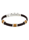 Bracelet Homme acier et cuir marron "BROWN EYES "