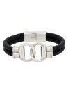 Bracelet Homme double tour cuir noir "FIT TOGETHER "