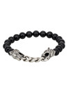 Bracelet Homme élastiqué acier et onyx noir "TIGER "