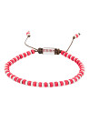Bracelet Homme acier et perles de rocaille rouge "RED DISK STONE"