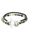 Bracelet Homme double tour cuir et pierres vert "BROWN BLEND"