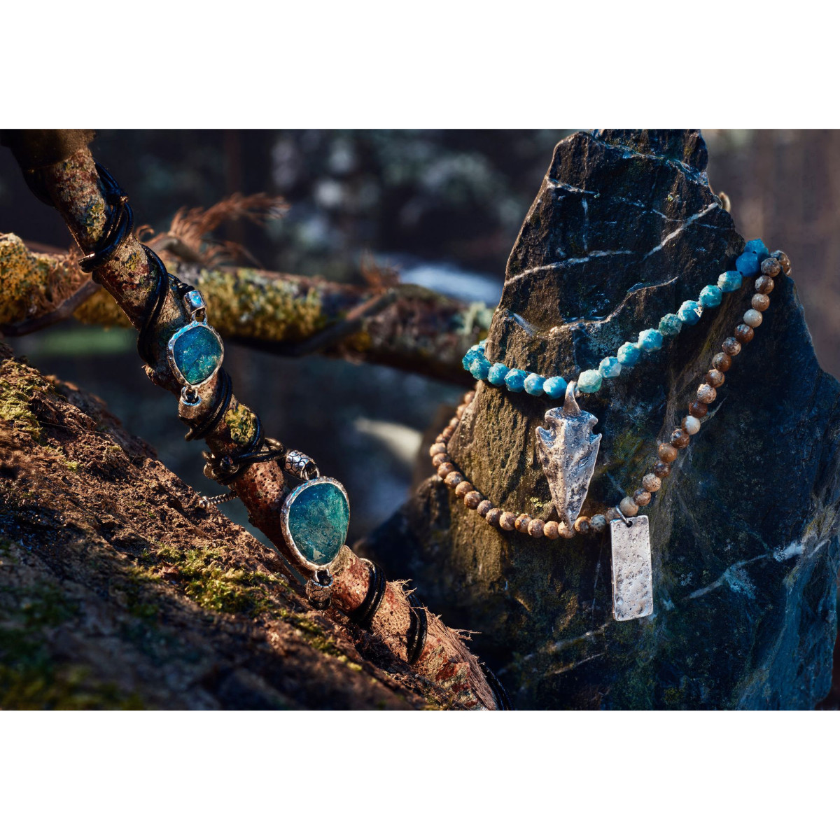 Bracelet Homme ajustable pierres multicolores "COLORED"