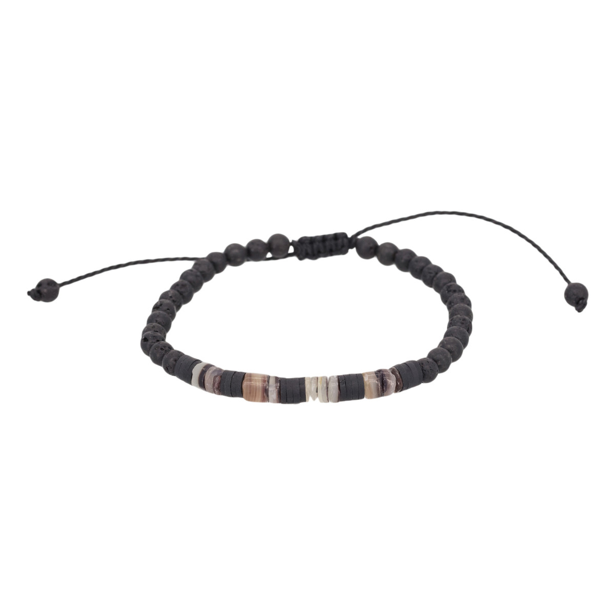 Bracelet Homme ajustable pierres noires "ROCK AND SAND"