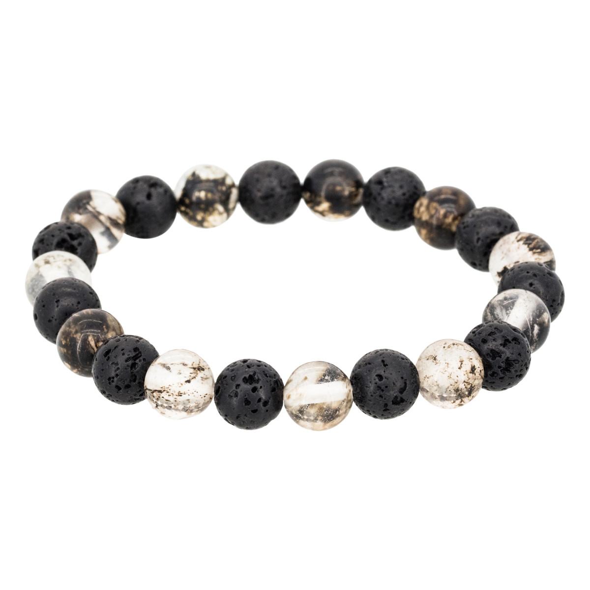 Bracelet Homme élastiqué pierres noir "LAVA" Bracelet Homme élastiqué pierres noires "LAVA"