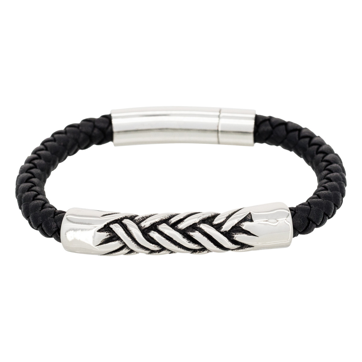 Bracelet Homme en cuir noir "Zire" Taille L