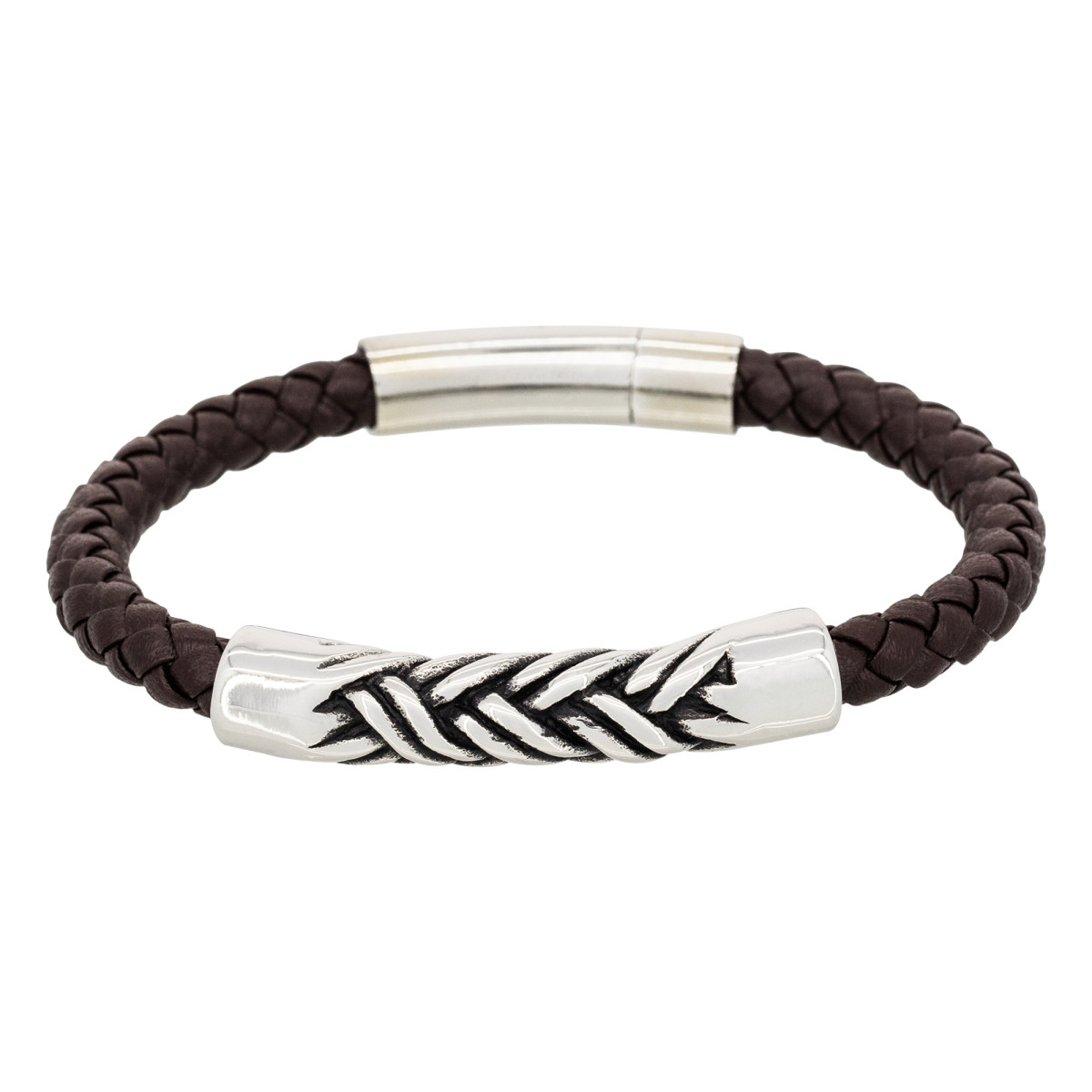Bracelet cuir artisanal pour homme cuir tressé noir  FiFi brin de cuir