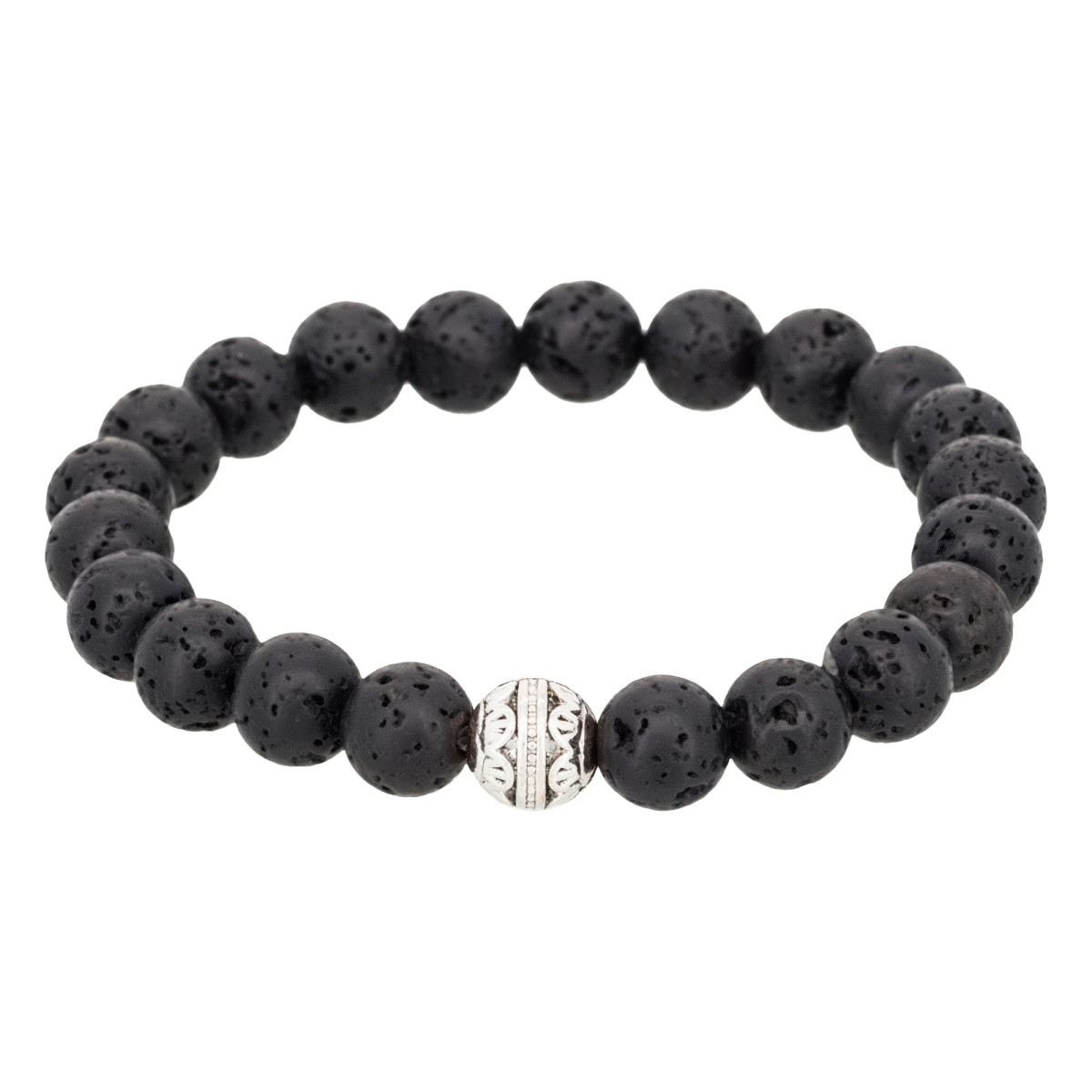 Bracelet Homme élastiqué pierres noir "VOLCANO" Bracelet Homme "Talren" Taille S