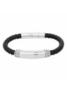 Bracelet Homme cuir noir et acier "RICK "