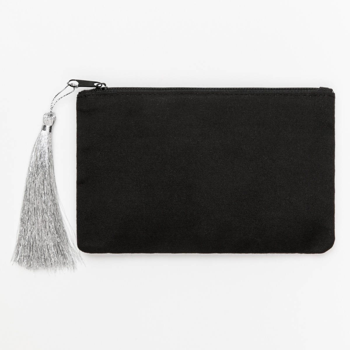 Petite pochette à message noire MES SECRETS argentée Petite pochette à message noire brodée MES SECRETS argentée