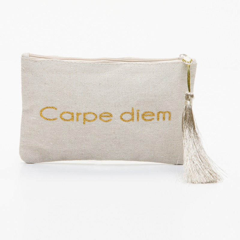 Petite pochette à message beige CARPE DIEM doré Petite pochette à message beige CARPE DIEM doré