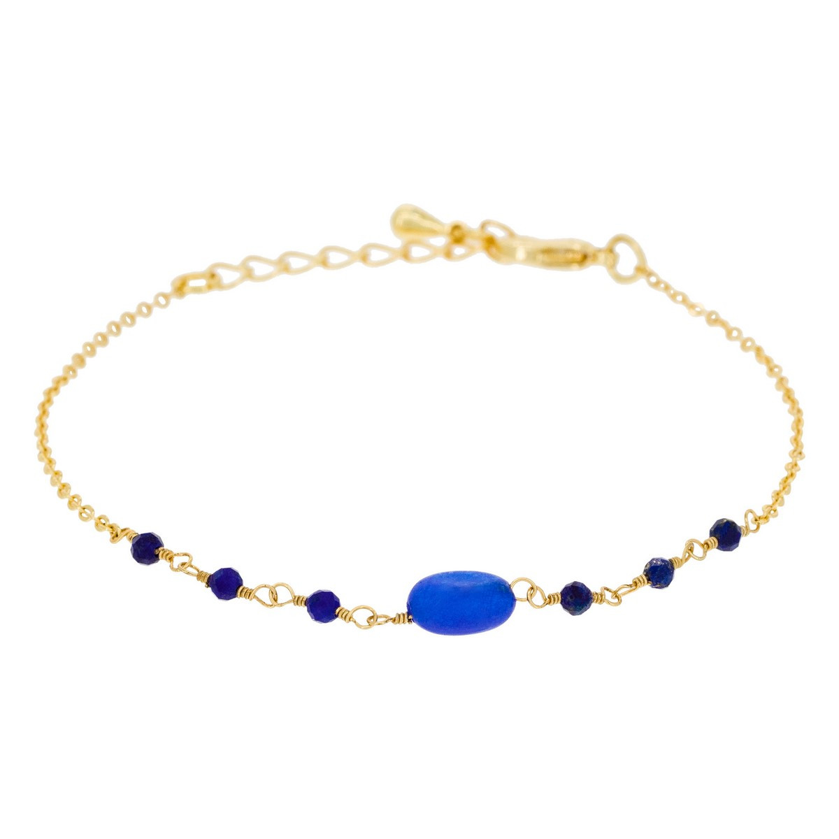 Bracelet chaine "Betty" Jade bleue