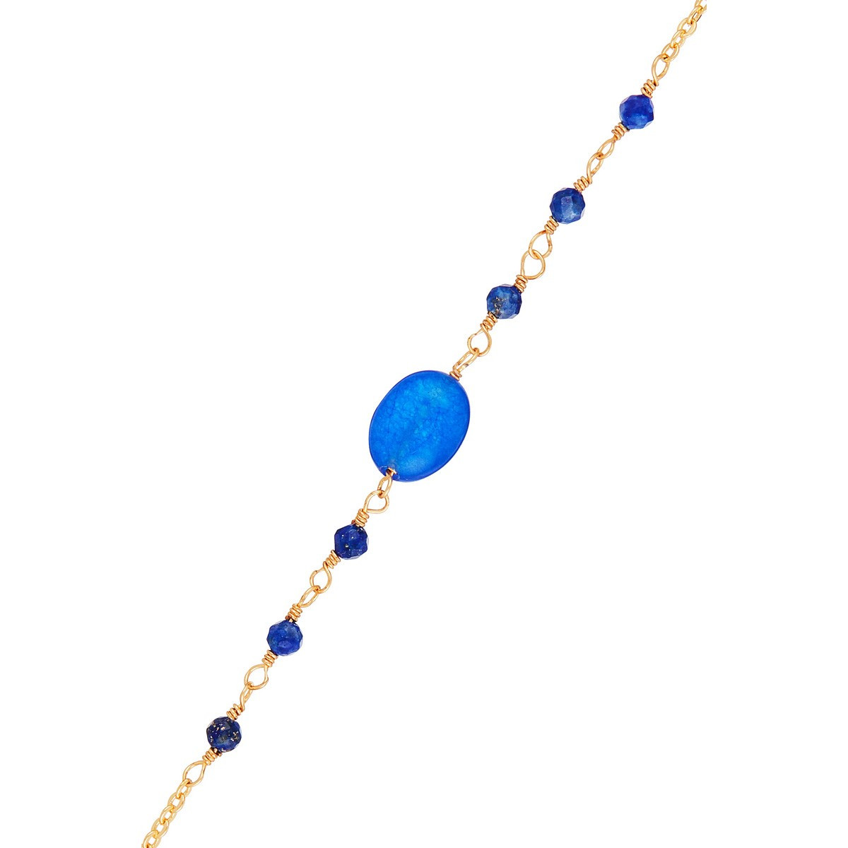 Bracelet chaine "Betty" Jade bleue