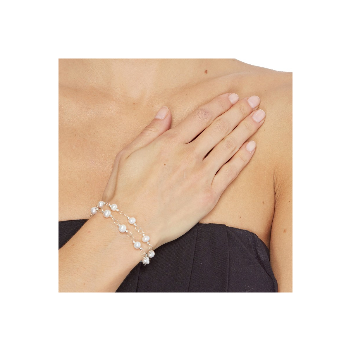 Bracelet argent et perles de culture blanches "Perle Chic"