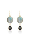 Boucle d'oreilles "Sharon"  Labradorite et Onyx noir