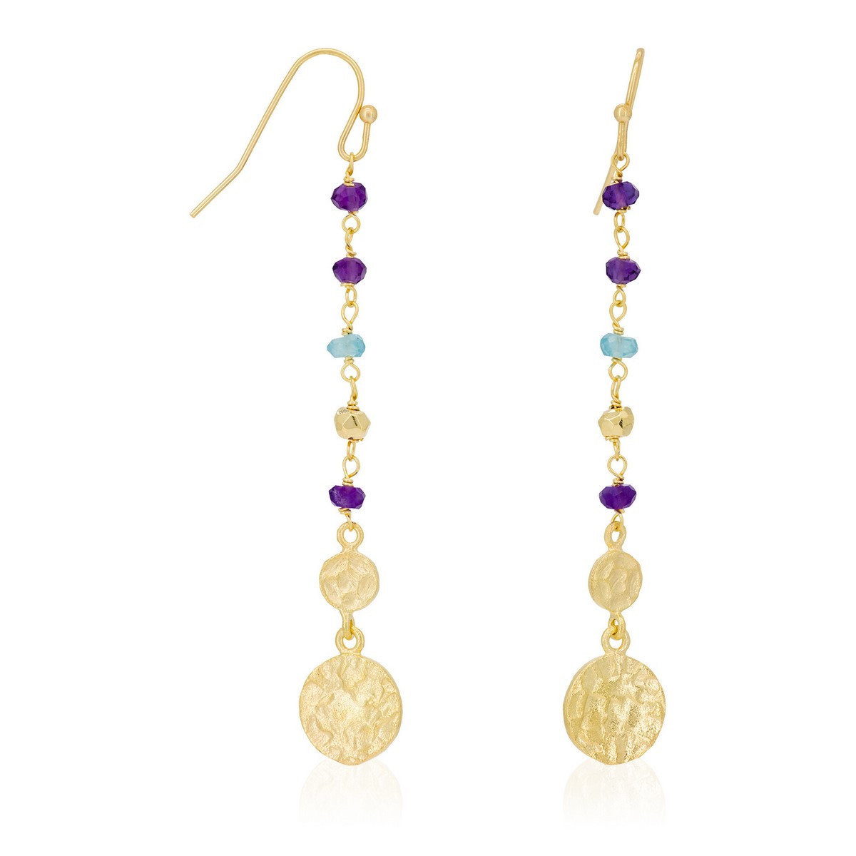 Boucles d'oreilles "Sublimae" Aqua Calci et Améthyste Laiton doré