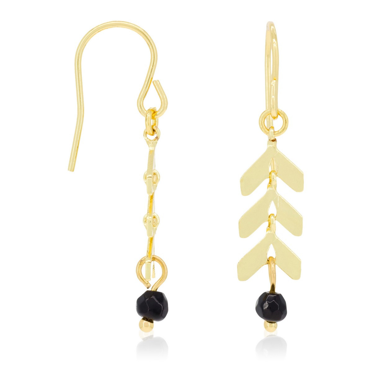 Boucles d'Oreilles "Antia" agathe Noir Boucles d'Oreilles "Solera" agate noire Laiton doré
