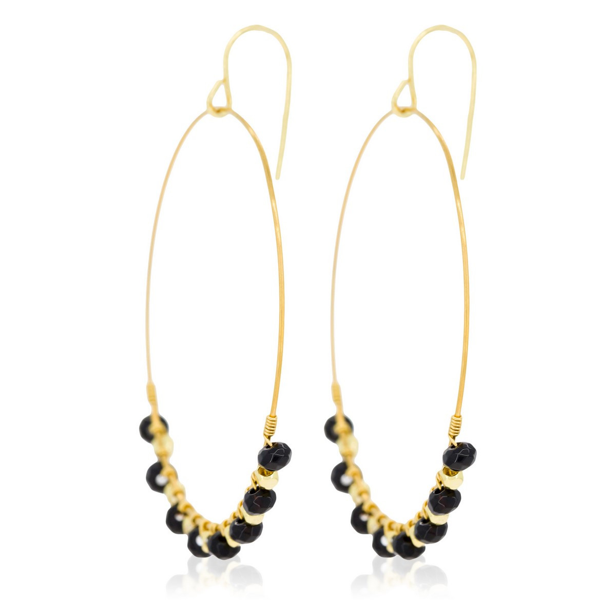 Boucles d'Oreilles "Roberta" Jade Noir Boucles d'Oreilles "Soléane" Jade noir Laiton doré