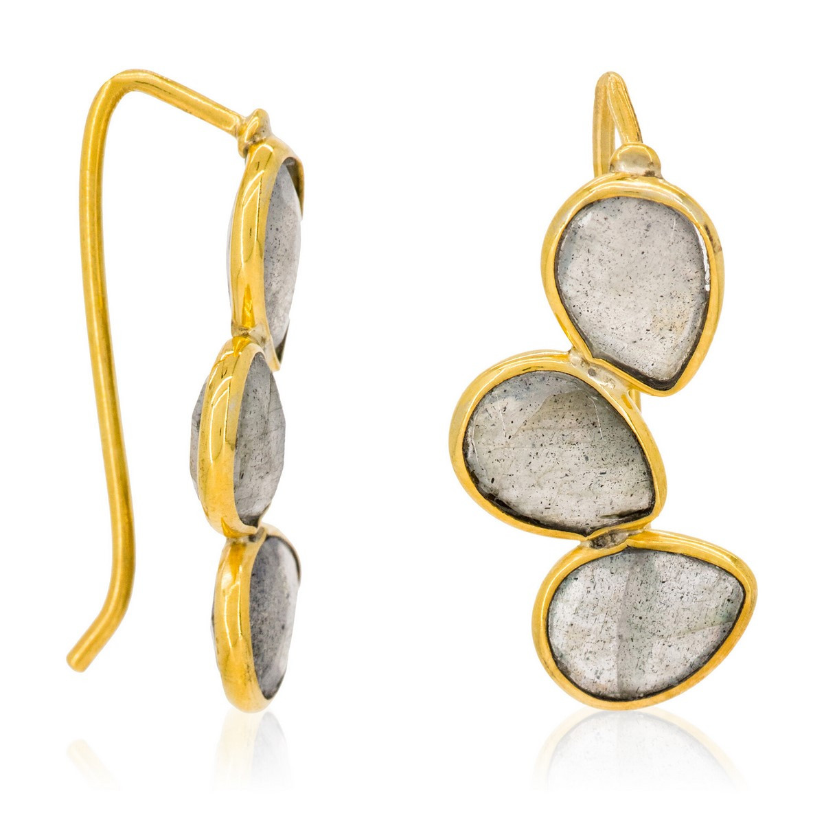 Boucles d'oreilles "Vicky" Labradorite Boucles d'oreilles "Reflet" Labradorite Laiton doré