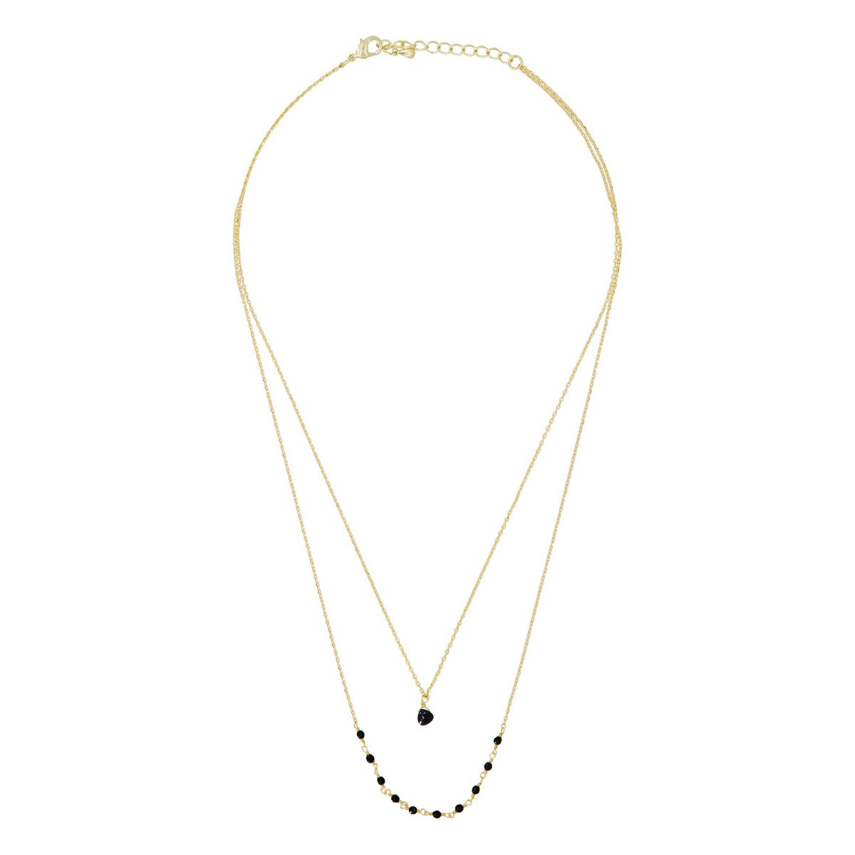 Collier "Lunaire" Jade noir et opale noire Laiton doré