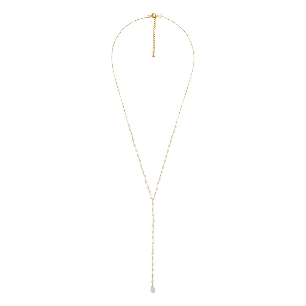 Collier "Luminelle" Jade rose Laiton doré