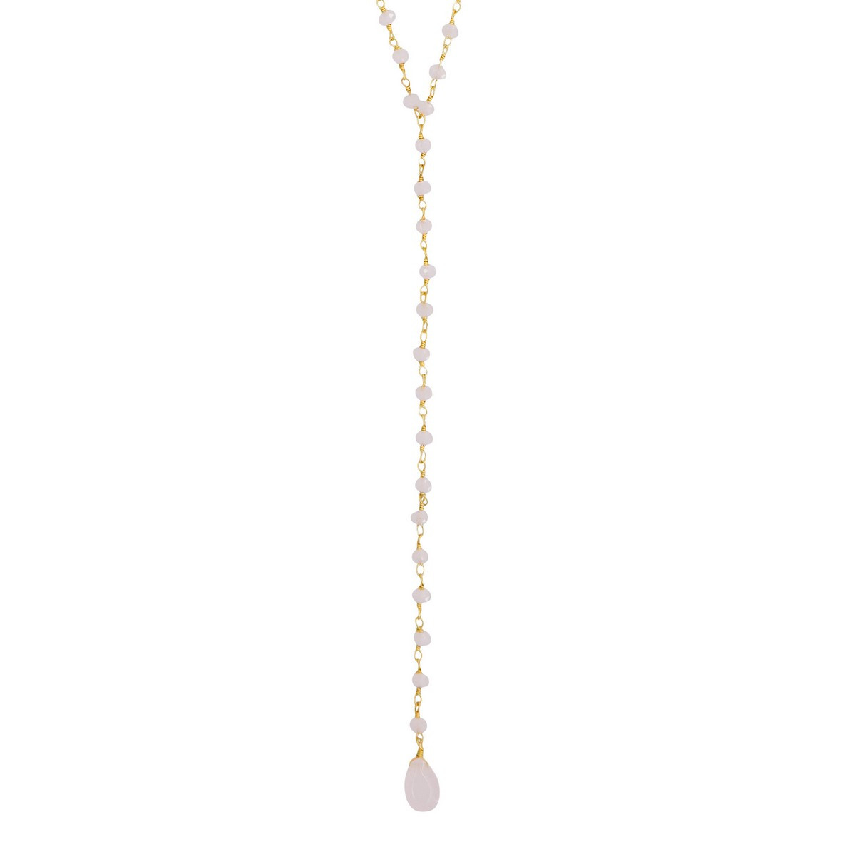 Collier "Luminelle" Jade rose Laiton doré
