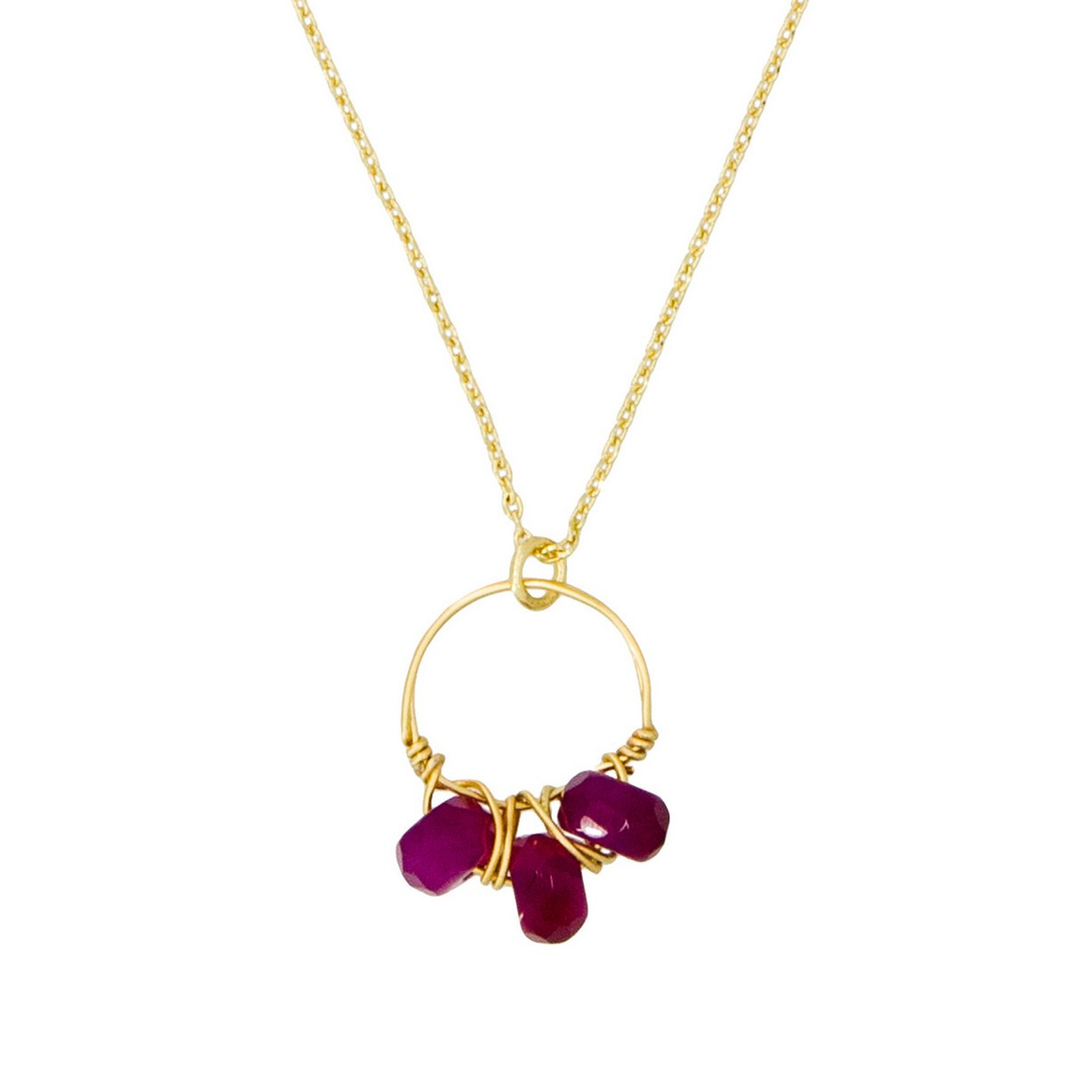 Collier "Suzi" Agate violet Collier "Lumière" Agate violette Laiton doré