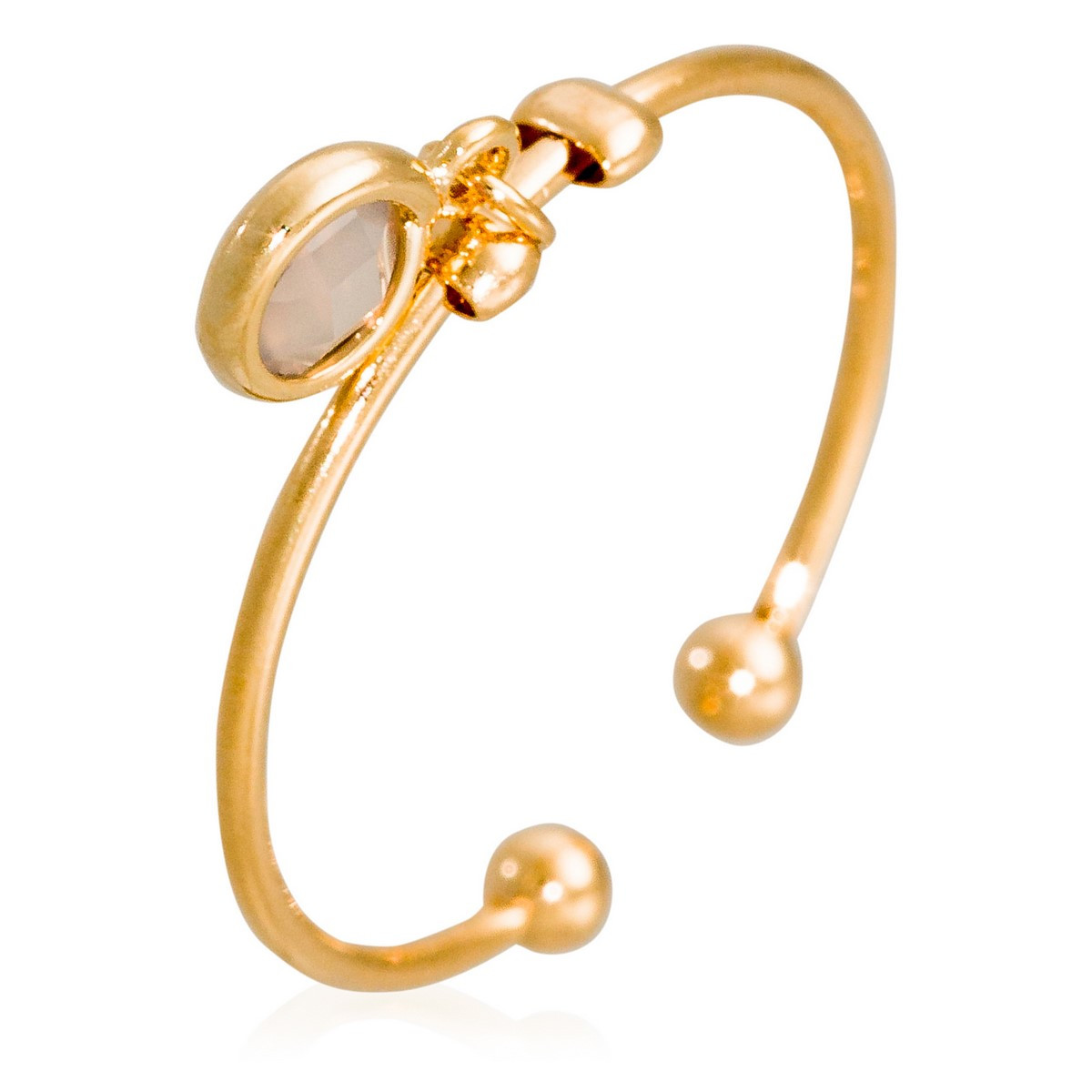 Bague "Norah" Bague Ajustable "Fusion" Agate grise Laiton doré