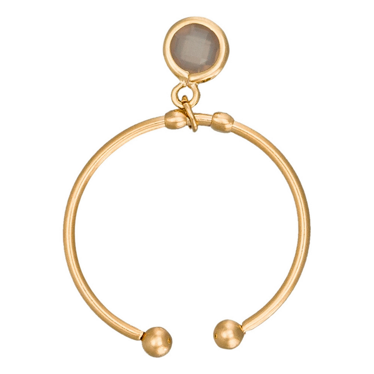 Bague "Norah" Bague Ajustable "Fusion" Agate grise Laiton doré