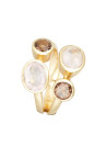 Bague "Thaïs" Quartz rose et Quartz fume