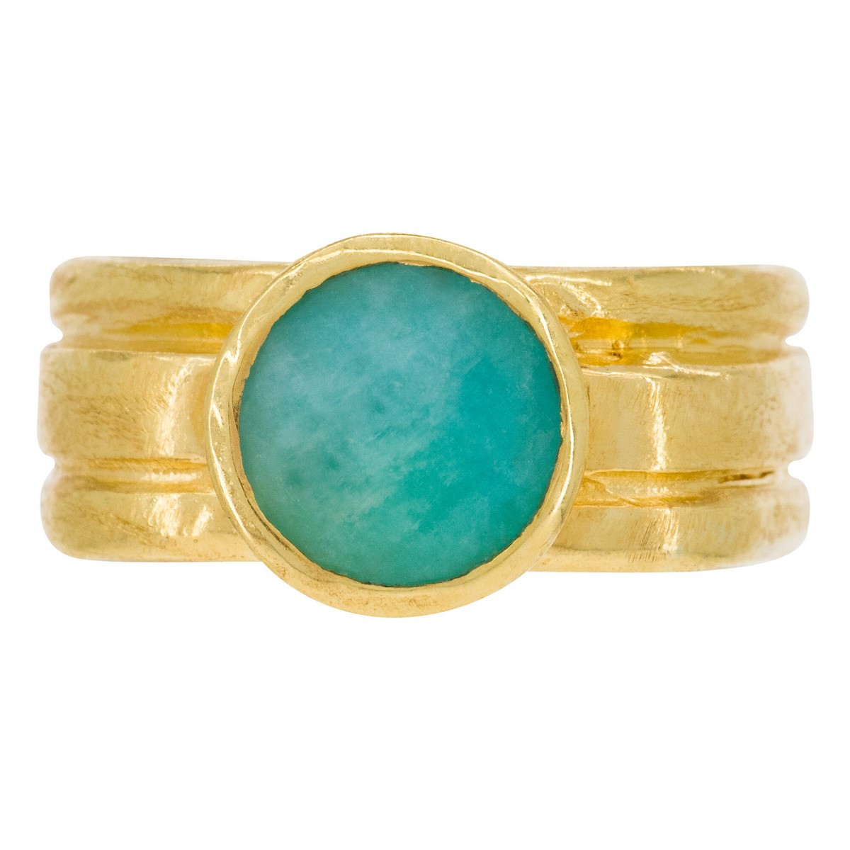 Bague "Florealis" Amazonite Verte Laiton doré