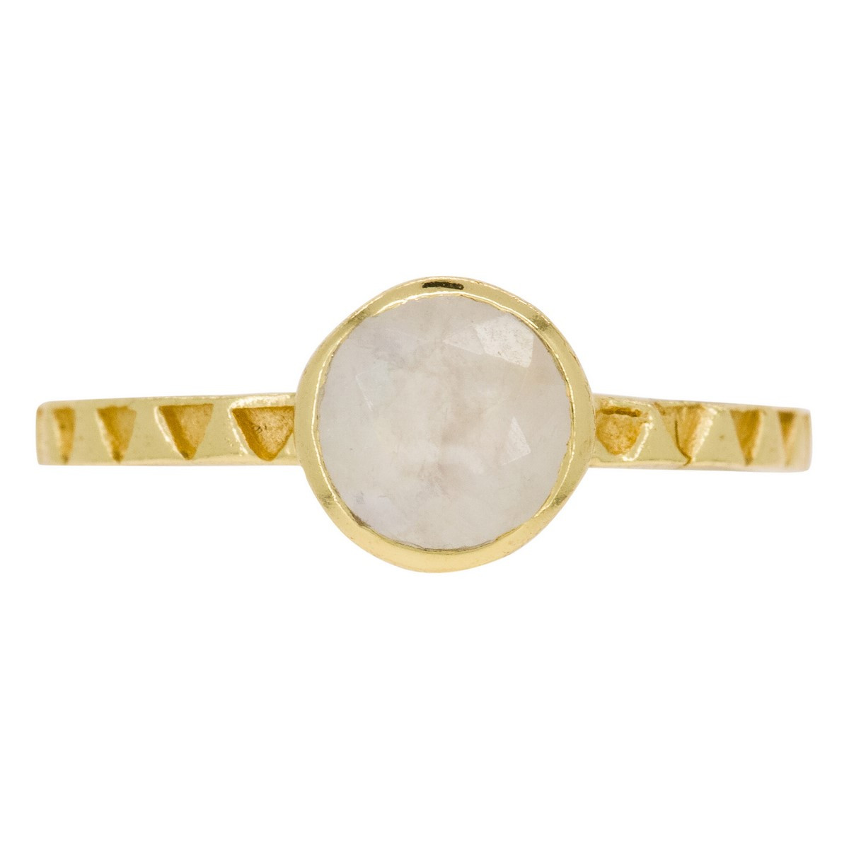 Bague "Fleuri" Pierre de lune blanche Laiton doré
