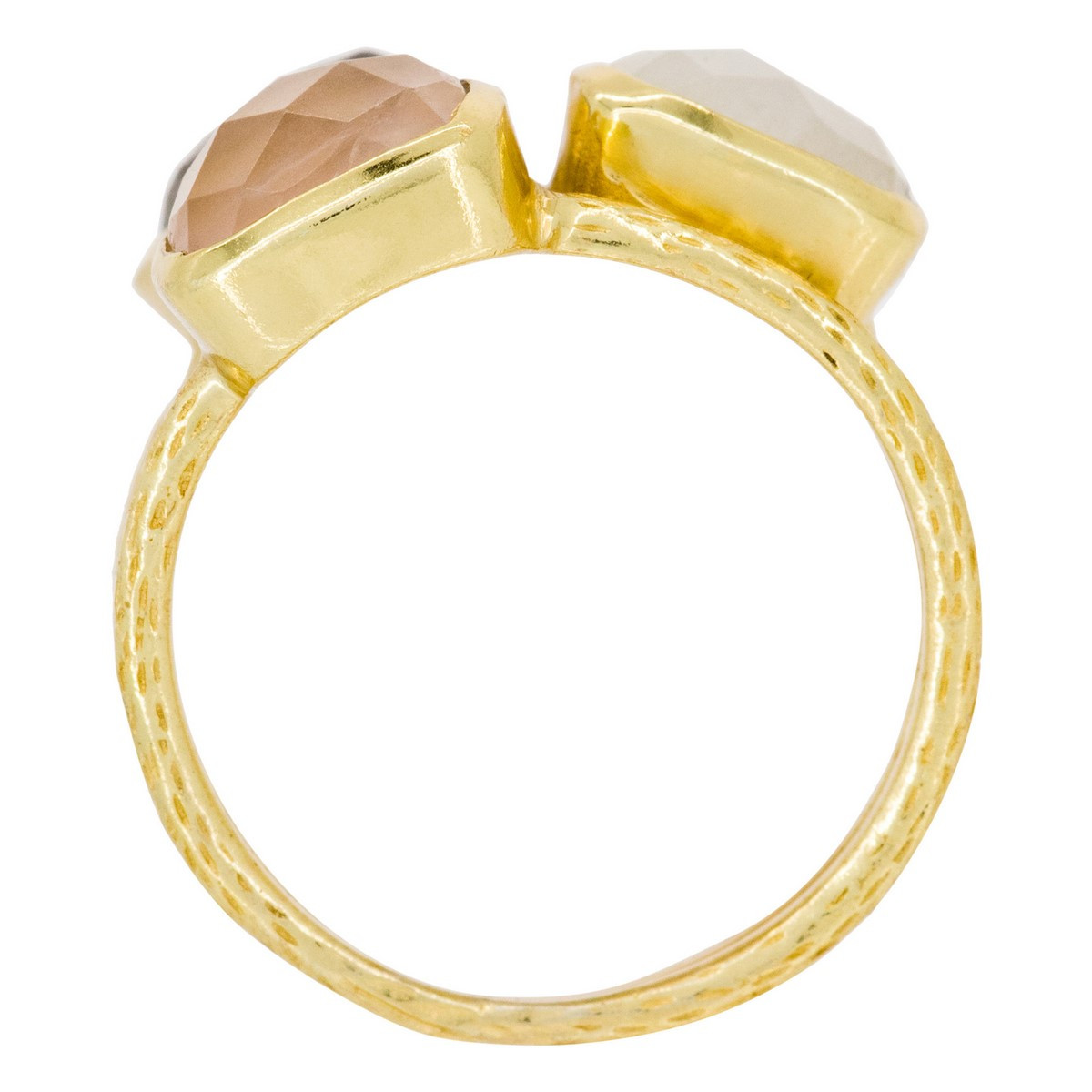 Bague "Elsa" Quartz rose Bague "Cyclique" Quartz rose, Pierre de lune et labradorite Laiton doré