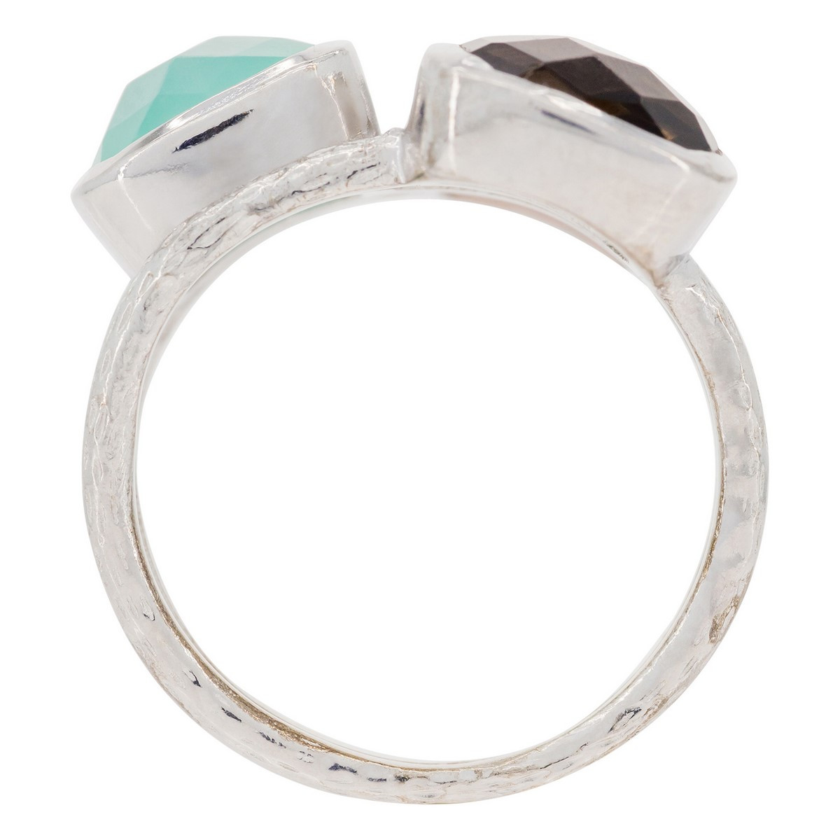 Bague "Elsa" Aqua Calci Bague "Cyclique" Aqua Calci, Quartz rose et fumé Laiton