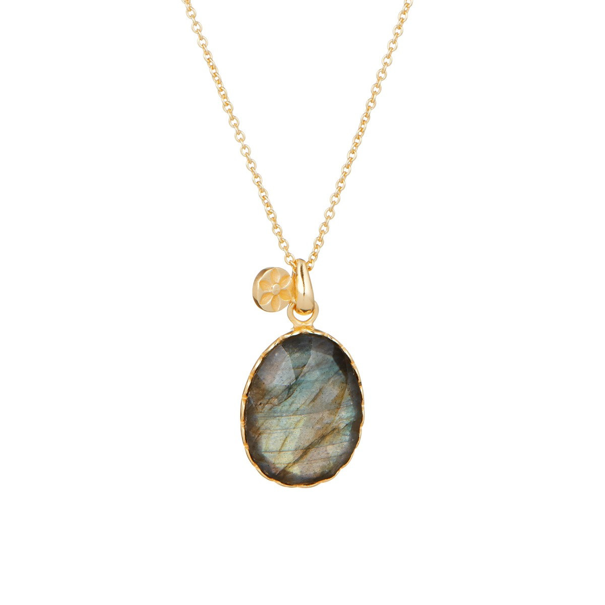 Collier "Novaelia" Labradorite Grise Laiton doré