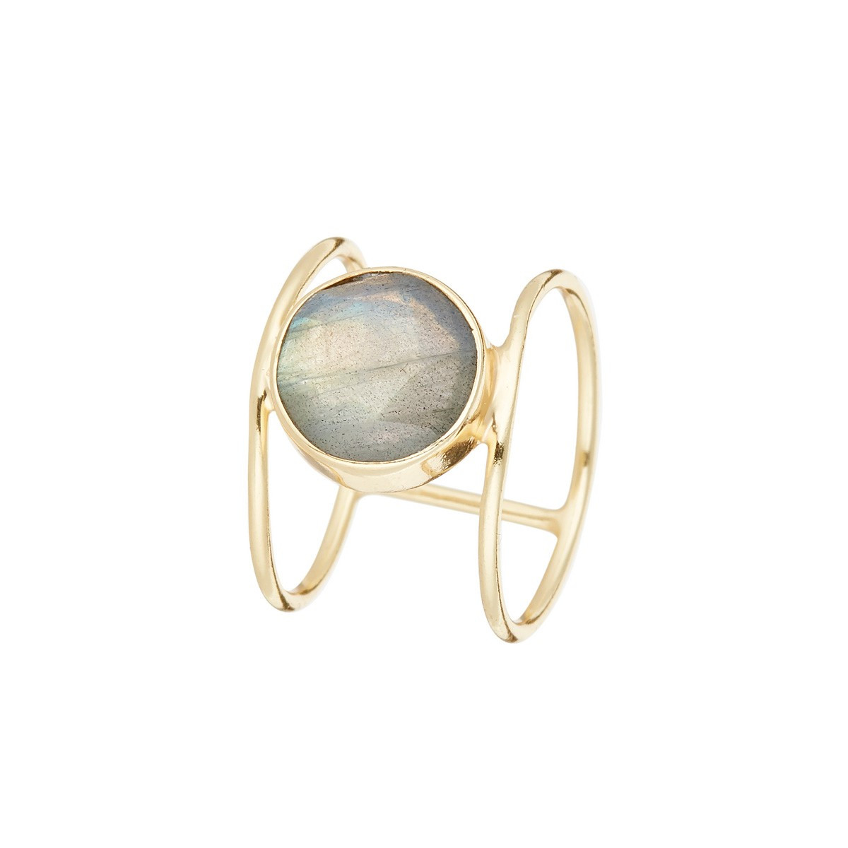 Bague "Eclipse" Labradorite Laiton doré