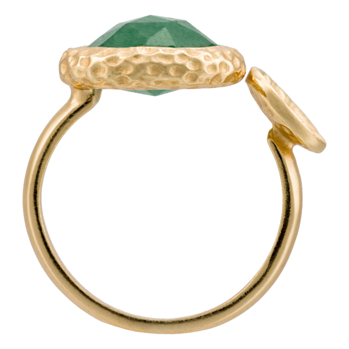 Bague "Hélena" Bague Ajustable "Flamboyance" Aventurine Verte Laiton doré