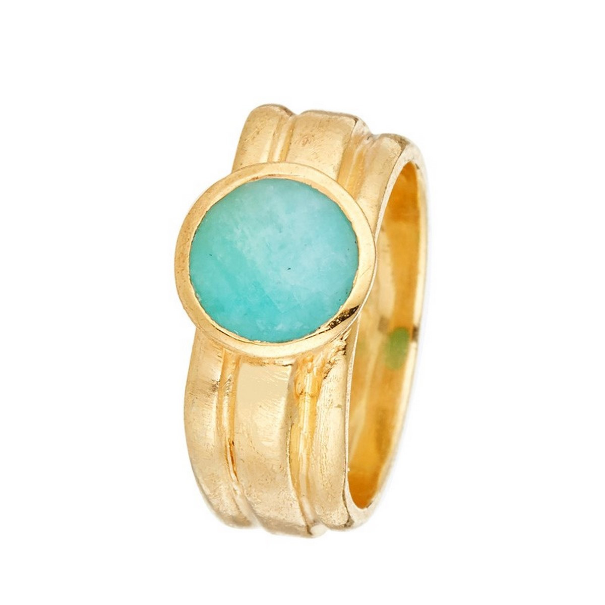 Bague "Florealis" Amazonite Verte Laiton doré