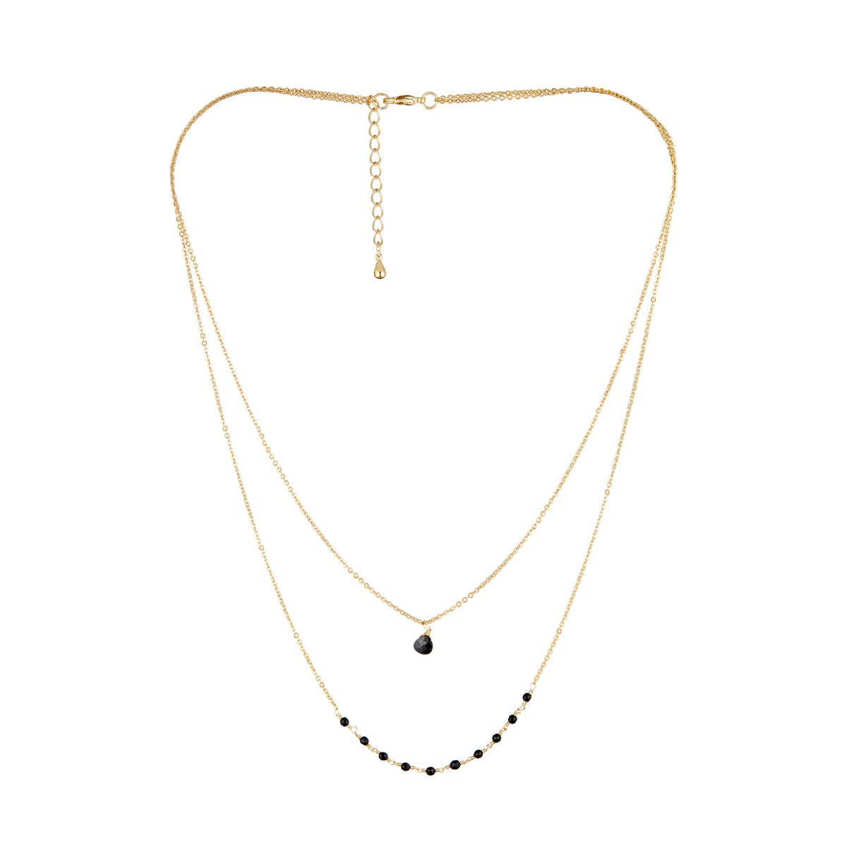 Collier "Lunaire" Jade noir et opale noire Laiton doré