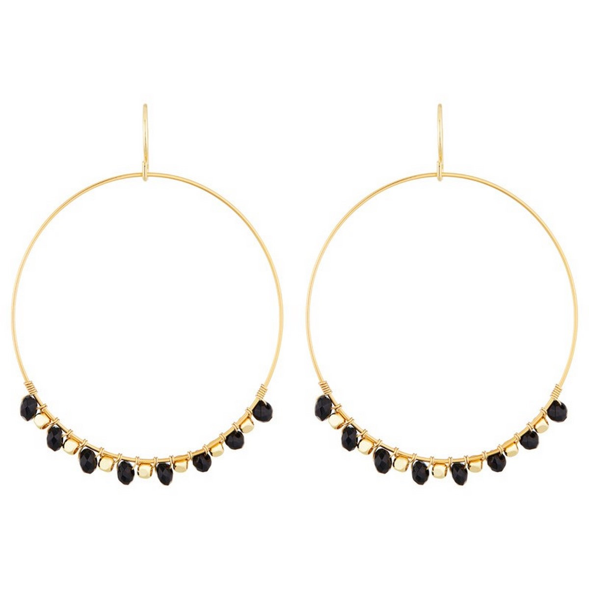 Boucles d'Oreilles "Roberta" Jade Noir Boucles d'Oreilles "Soléane" Jade noir Laiton doré