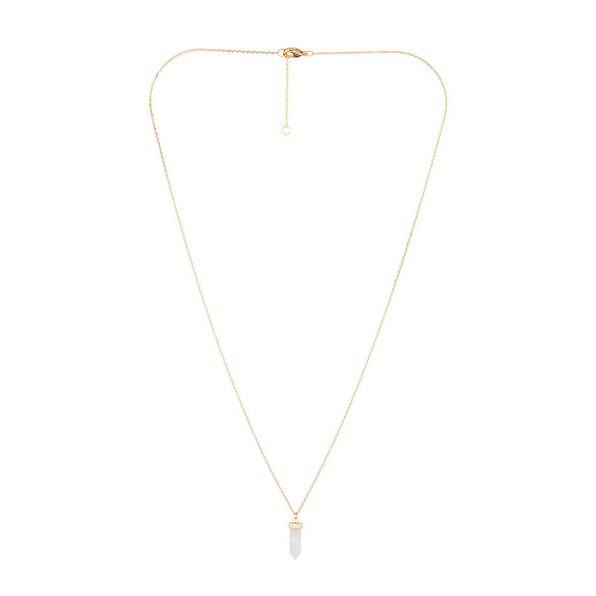 Collier "Périgée" Quartz Rose Laiton doré