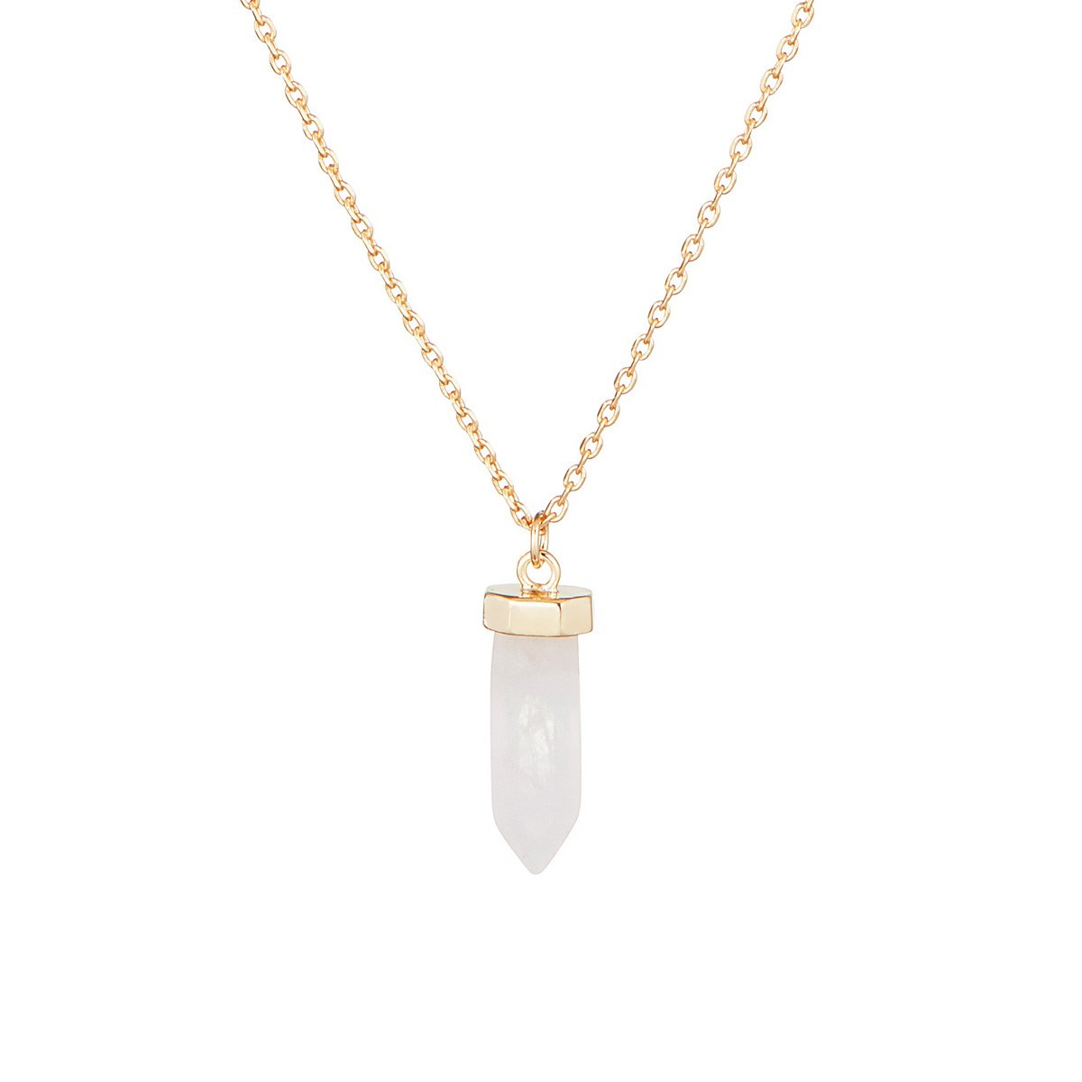 Collier "Périgée" Quartz Rose Laiton doré