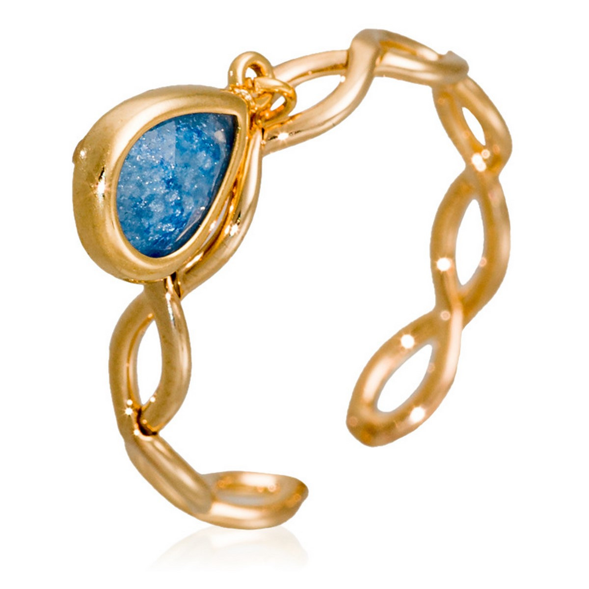 Bague "Athéna" Bague Ajustable "Fusionelle" Aventurine bleue Laiton doré