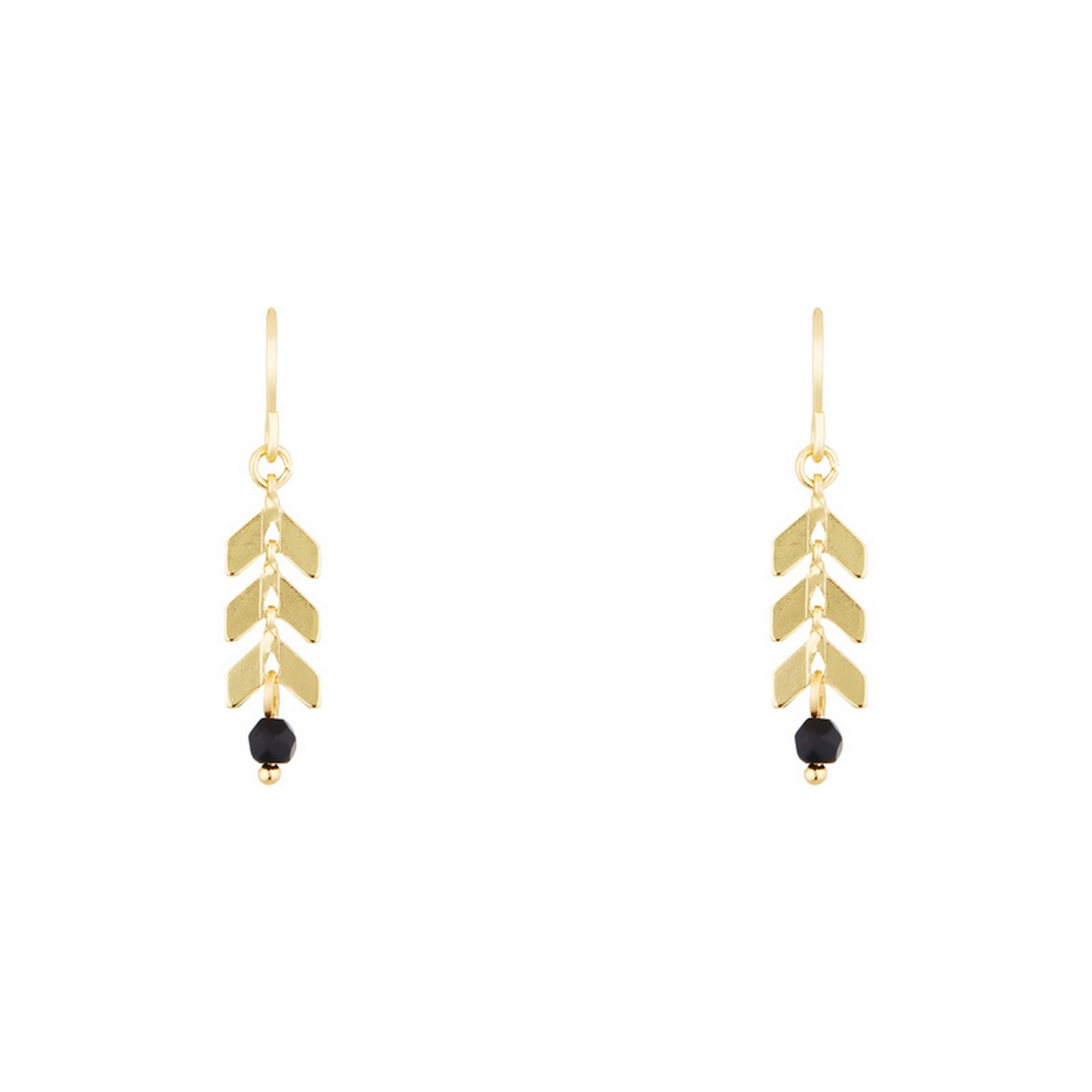 Boucles d'Oreilles "Antia" agathe Noir Boucles d'Oreilles "Solera" agate noire Laiton doré