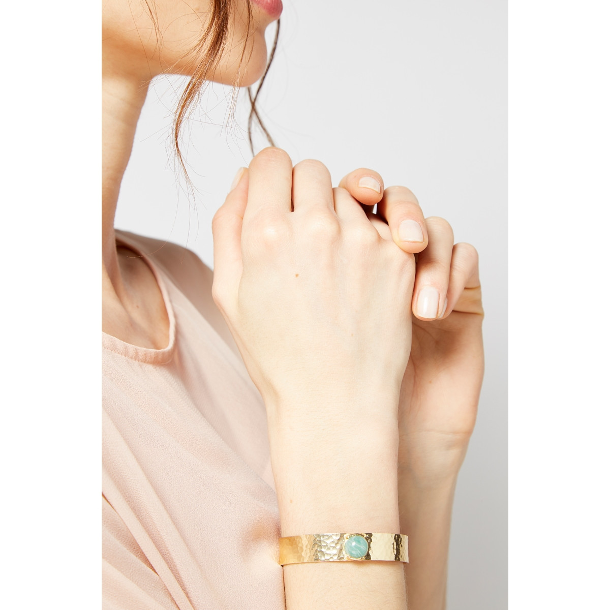 Bracelet jonc ouvert "Caroline" Amazonite verte