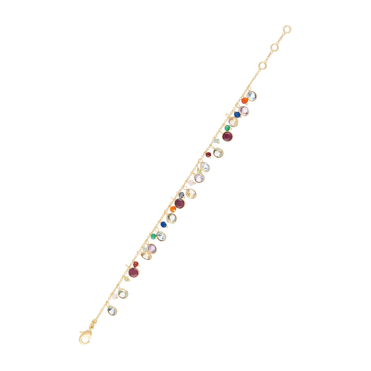Bracelet "Letty" Topaze et Quartz rose Bracelet "Éternellea" Topaze bleue, Quartz rose, Quartz blanche, Préhnite, Iolite Laiton doré