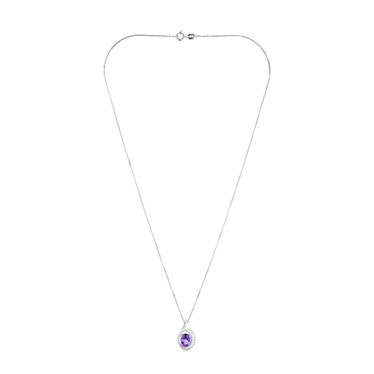 Pendentif "Moorea" Diamants 0,11cts/32 + Améthyste 1,2cts/1 Pendentif "Moorea" Or Blanc et Diamants