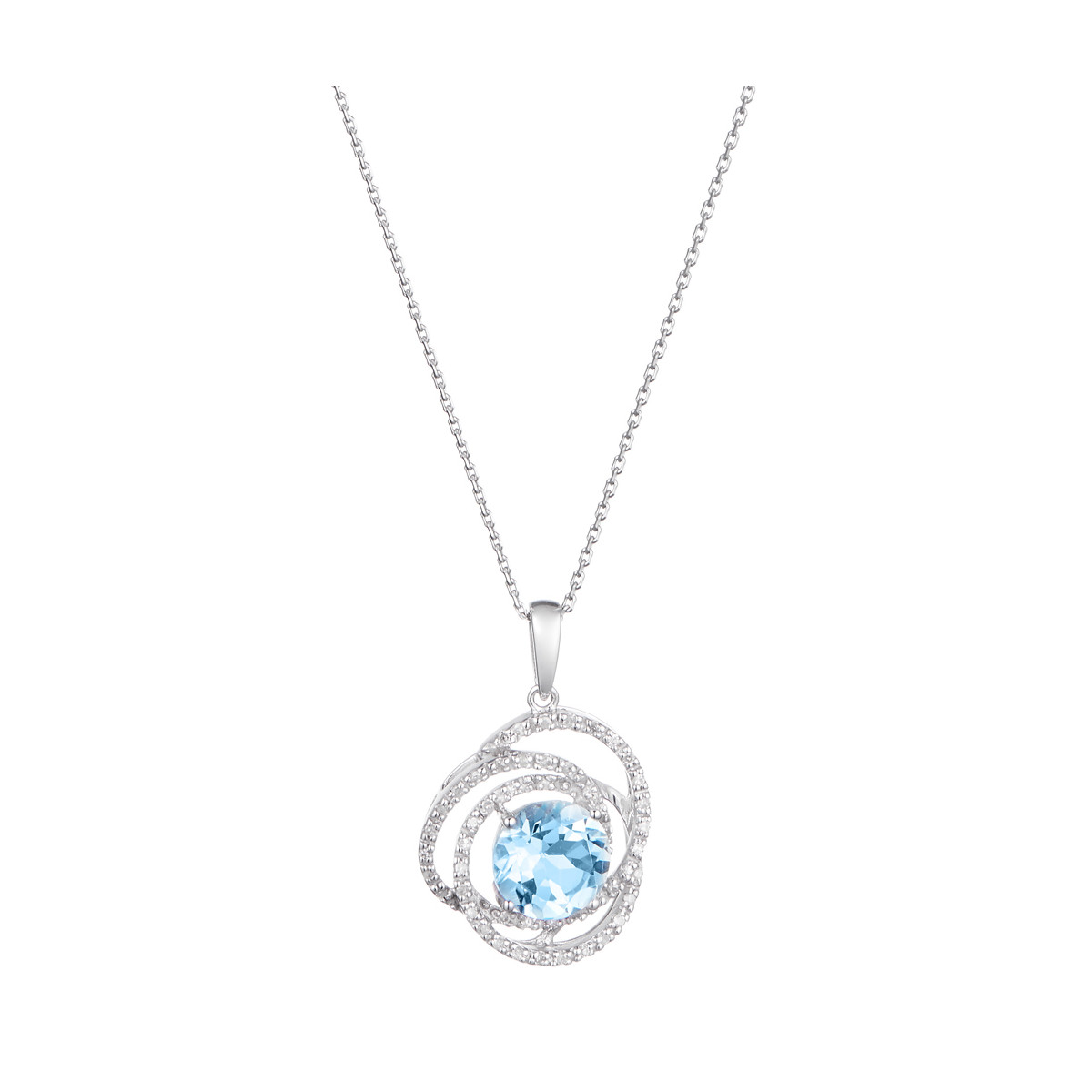 Pendentif "Seychelles" Diamants 0,17cts/52 + Topaze 2,25cts/1 Pendentif "Mahélie" Or blanc et Topaze