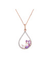 Pendentif Or Rose 375 "LILAS" Diamants et Pierres précieuses 1.66 carats