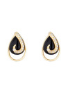Boucles d'oreilles Or Jaune 375 "GALAPAGOS" Diamants et Agathe Noire 0.24 carats