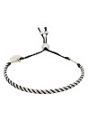 Bracelet ajustable acier, perles et cordon "BLACK WAX" | Mes-bijoux.fr